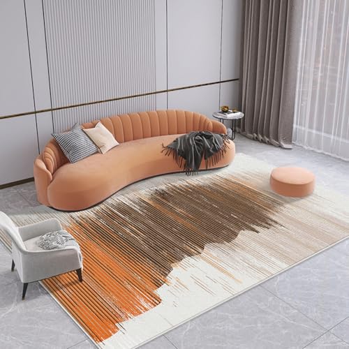 PIZZZENO Wohnzimmer-Dekorationsteppich, leichte Luxus-Teppiche für Schlafzimmer, waschbar, Lounge, weiche Bodenmatte, Garderobe (100 x 160 cm/D) von PIZZZENO