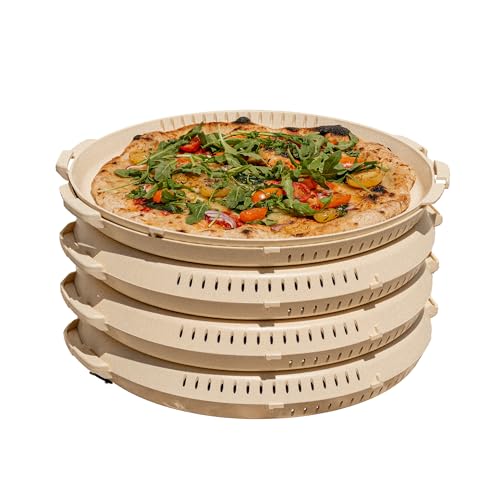 PIZZycle Pizzakarton Mehrweg Pizza Aufbewahrungsbox stapelbar (4er Pack) - wärmeisolierend - Pizzabox passend für Pizza bis 33x33 cm - Pizza Mehrwegverpackung - Pizza Box mit Deckel (Dough) von PIZZycle