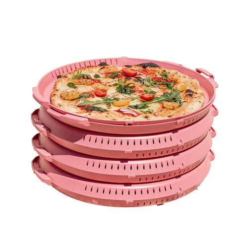 PIZZycle Pizzakarton Mehrweg Pizza Aufbewahrungsbox stapelbar (4er Pack) - wärmeisolierend - Pizzabox passend für Pizza bis 33x33 cm - Pizza Mehrwegverpackung - Pizza Box mit Deckel (Raspberry) von PIZZycle