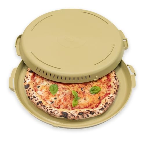 PIZZycle Pizzakarton Mehrweg Pizza Aufbewahrungsbox stapelbar - nachhaltig - wärmeisolierend - Pizzabox passend für Pizza bis 33x33 cm - Pizza Mehrwegverpackung - Pizza Box mit Deckel (Olive) von PIZZycle