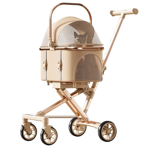 PJDDP 3 in 1 Hundetrolley, Klappbarer Katzenwagen, Hundewagen, Hundebuggy Mit Aufbewahrungstasche Für Kleine Hunde, Katzen,Khaki PJDDP 3 in 1 Hundetrolley, Klappbarer Katzenwagen, Hundewagen, Hundebuggy Mit Aufbewahrungstasche Für Kleine Hunde, Katzen,Khaki von PJDDP