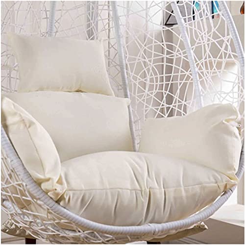 PJDDP Hängesessel Kissen, waschbar Polster Auflage für Polyrattan/Rattan Hängeschaukel, Hängekorb, Schaukel Korb, Schaukelstuhl Auflage Gartenschaukel Sitzkissen für Terrasse Hof Garten,Weiß von PJDDP