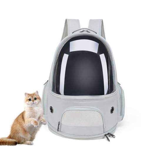 PJDDP Haustier Rucksack,Tragbar Raumkapsel Hunde Katzen Rucksack,Atmungsaktive Transportrucksack Transporttasche Für Haustiere Mit Sicherheitsleine,Für Reisen,Grau von PJDDP