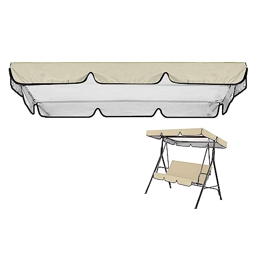 PJDDP Hollywoodschaukel Dachbezug,wasserdichtes Ersatzdach für Hollywoodschaukel 3 Sitzer,UV-Schutz Dach Gartenschaukel Bezug für Hollywoodschaukel/Hängematte,Beige,195X125CM/76X49IN von PJDDP