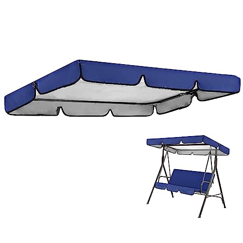 PJDDP Hollywoodschaukel Dachbezug,wasserdichtes Ersatzdach für Hollywoodschaukel 3 Sitzer,UV-Schutz Dach Gartenschaukel Bezug für Hollywoodschaukel/Hängematte,Blau,249X185CM/98x73IN von PJDDP