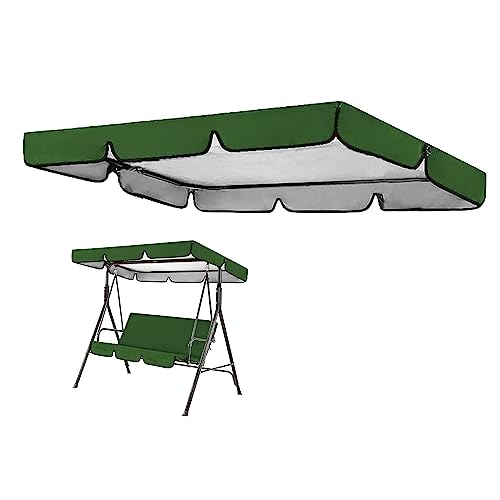 PJDDP Hollywoodschaukel Dachbezug,wasserdichtes Ersatzdach für Hollywoodschaukel 3 Sitzer,UV-Schutz Dach Gartenschaukel Bezug für Hollywoodschaukel/Hängematte,Dark Green,195X125CM/76X49IN von PJDDP