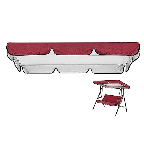 PJDDP Hollywoodschaukel Dachbezug,wasserdichtes Ersatzdach für Hollywoodschaukel 3 Sitzer,UV-Schutz Dach Gartenschaukel Bezug für Hollywoodschaukel/Hängematte,Rot,249X185CM/98x73IN von PJDDP