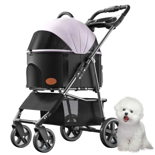 PJDDP Hundewagen, 3 in 1 Haustier-Kinderwagen, Katzenbuggy, Haustier Buggy Bis 15 Kg Mit Aufbewahrungskorb, Getränkehalter, Für Kleine Katze Hund,Lila PJDDP Hundewagen, 3 in 1 Haustier-Kinderwagen, Katzenbuggy, Haustier Buggy Bis 15 Kg Mit Aufbewahrungskorb, Getränkehalter, Für Kleine Katze Hund,Lila von PJDDP