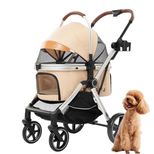 PJDDP Hundewagen 3 In1, Faltbarer Hundebuggy, Katzenwagen Mit Aufbewahrungskorb, Sicherheitsleine, Bis 30Kg, Für Kleine/Mittlere Hunde Und Katzen,Khaki PJDDP Hundewagen 3 In1, Faltbarer Hundebuggy, Katzenwagen Mit Aufbewahrungskorb, Sicherheitsleine, Bis 30Kg, Für Kleine/Mittlere Hunde Und Katzen,Khaki von PJDDP