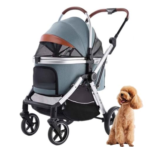 PJDDP Hundewagen 3 In1, Faltbarer Hundebuggy, Katzenwagen Mit Aufbewahrungskorb, Sicherheitsleine, Bis 30Kg, Für Kleine/Mittlere Hunde Und Katzen,Light Green PJDDP Hundewagen 3 In1, Faltbarer Hundebuggy, Katzenwagen Mit Aufbewahrungskorb, Sicherheitsleine, Bis 30Kg, Für Kleine/Mittlere Hunde Und Katzen,Light Green von PJDDP