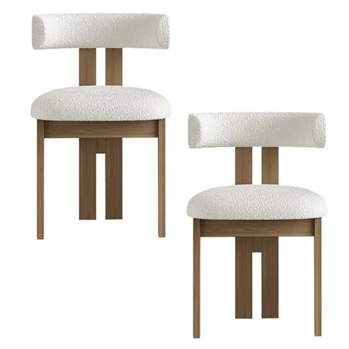 PJDDP Modernes Esszimmerstuhl-Set, Polsterstuhl Küchenstuhl Stühle mit gebogener Rückenlehne, Bequeme Bistrostuhl mit Holzbeinen für Wohnzimmer/Esszimmer/Schlafzimmer,Natural,Set of 2 von PJDDP