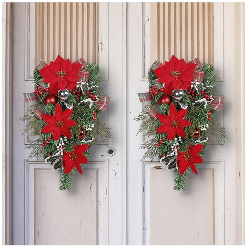 PJDDP Weihnachtskranz Teardrop 48 cm künstlicher Türkranz Weihnachten Treppendekoration mit Weihnachtsblumen, Christmas Wreath weihnachtsdeko für Haustür,Treppe,Veranda,Outdoor,Fenster,2 Pack PJDDP Weihnachtskranz Teardrop 48 cm künstlicher Türkranz Weihnachten Treppendekoration mit Weihnachtsblumen, Christmas Wreath weihnachtsdeko für Haustür,Treppe,Veranda,Outdoor,Fenster,2 Pack von PJDDP