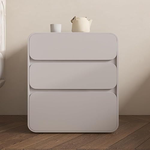 Minimalistischer Schlafzimmer-Nachttisch aus Massivholz, modernes weißes Leder mit 3 Schubladen, cremefarben, stilvoller bodenstehender Aufbewahrungsschrank, keine Montage erforderlich. (Größe: 45 x Minimalistischer Schlafzimmer-Nachttisch aus Massivholz, modernes weißes Leder mit 3 Schubladen, cremefarben, stilvoller bodenstehender Aufbewahrungsschrank, keine Montage erforderlich. (Größe: 45 x von PJGFBYT