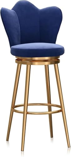 PJGFBYT 360° drehbarer Barhocker mit Rückenlehne, Barhocker mit Metallbeinen und Fußhocker, einfach zu montieren (Größe: 65 cm, Farbe: Blau) von PJGFBYT