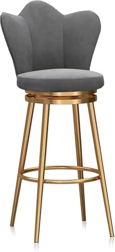 PJGFBYT 360° drehbarer Barhocker mit Rückenlehne, Barhocker mit Metallbeinen und Fußhocker, einfach zu montieren (Größe: 65 cm, Farbe: Grau) von PJGFBYT