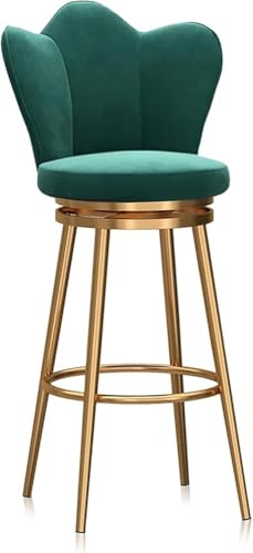 PJGFBYT 360° drehbarer Barhocker mit Rückenlehne, Barhocker mit Metallbeinen und Fußhocker, einfach zu montieren (Größe: 65 cm, Farbe: Grün) von PJGFBYT