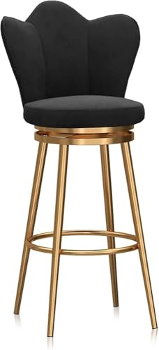PJGFBYT 360° drehbarer Barhocker mit Rückenlehne, Barhocker mit Metallbeinen und Fußhocker, einfach zu montieren (Größe: 65 cm, Farbe: Schwarz) von PJGFBYT