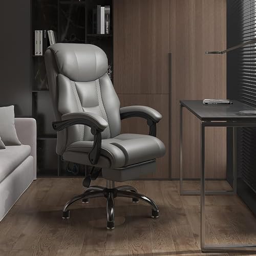 PJGFBYT Chefsessel mit Rollen, ergonomischer Leder-Schreibtischstuhl mit hoher Rückenlehne, Computerstuhl, bequemer Chefsstuhl, Erwachsenen-Arbeitsstuhl für schwere Menschen (64 x 46–54 cm) (25 x von PJGFBYT