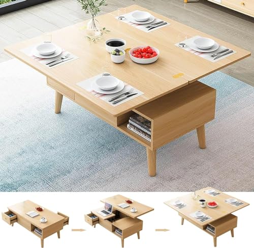PJGFBYT Couchtisch aus Holz mit Ablagefunktion, Wohnzimmer-Mitteltisch, Drei-in-Eins-Multifunktional mit versteckten Fächern, PJGFBYT Couchtisch aus Holz mit Ablagefunktion, Wohnzimmer-Mitteltisch, Drei-in-Eins-Multifunktional mit versteckten Fächern, von PJGFBYT