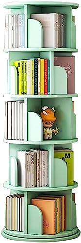 PJGFBYT Drehbares Bücherregal, drehbar, 5 Fächer, multifunktional, 360 Grad drehbar, Bücherregal für Schlafzimmer, Wohnzimmer und Heimbüro (Größe: 50 x 157 cm, Farbe: Grün-a) von PJGFBYT