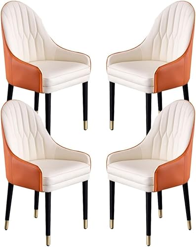 PJGFBYT Esszimmerstühle aus Mikrofaser-Leder, mit ergonomischer Rückenlehne und Beinen aus Buchenholz, für Theke, Lounge, Empfangsstuhl, 4 Stück (Farbe: E) von PJGFBYT