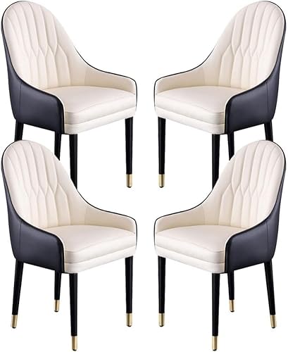 PJGFBYT Esszimmerstühle aus Mikrofaser-Leder, mit ergonomischer Rückenlehne und Beinen aus Buchenholz, für Theke, Lounge, Empfangsstuhl, 4 Stück (Farbe: O) von PJGFBYT