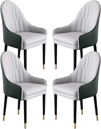 PJGFBYT Esszimmerstühle aus Mikrofaser-Leder, mit ergonomischer Rückenlehne und Beinen aus Buchenholz, für Theke, Lounge, Empfangsstuhl, 4 Stück (Farbe: Q) von PJGFBYT
