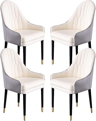 PJGFBYT Esszimmerstühle aus Mikrofaser-Leder, mit ergonomischer Rückenlehne und Beinen aus Buchenholz, für Theke, Lounge, Empfangsstuhl, 4 Stück (Farbe: V) von PJGFBYT