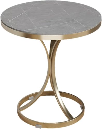 PJGFBYT Exquisiter runder Couchtisch aus Marmor, moderner Nachttisch mit massivem Stahlrahmen, Sofatisch für Wohnzimmer, Schlafzimmer und Büro (Größe: 45 x 45 x 55 cm, Farbe: D) von PJGFBYT