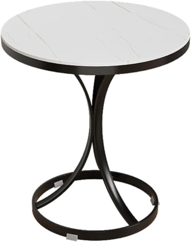 PJGFBYT Exquisiter runder Couchtisch aus Marmor, moderner Nachttisch mit massivem Stahlrahmen, Sofatisch für Wohnzimmer, Schlafzimmer und Büro (Größe: 50 x 50 x 55 cm, Farbe: F) von PJGFBYT