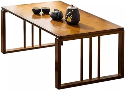 PJGFBYT Faltbarer Bambus-Couchtisch, Bauernhaus-Teetisch, niedriger Tisch zum Sitzen auf dem Boden, tragbarer japanischer Bodentisch, faltbarer niedriger Esstisch, Kotatsu-Tisch (Größe: 80 x 41,9 x 33 von PJGFBYT