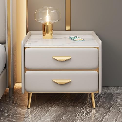 PJGFBYT Moderne einfache Schlafzimmer Massivholz mit Schiefer Arbeitsplatte Schublade Schließfach Schlafzimmer Kommode (Größe: 45 x 40 x 40 x 49 cm, Farbe: Khaki) von PJGFBYT