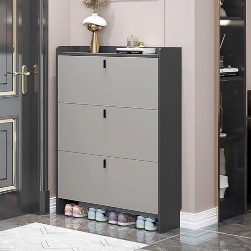 PJGFBYT Moderner schmaler Schuhschrank, versteckter Korridor, freistehendes Schuhregal, Aufbewahrungsregal, schmale Tür, Eingang, Aufbewahrungsregal (Größe: 90 x 24 x 118 cm, Farbe: Dunkelgrau) von PJGFBYT