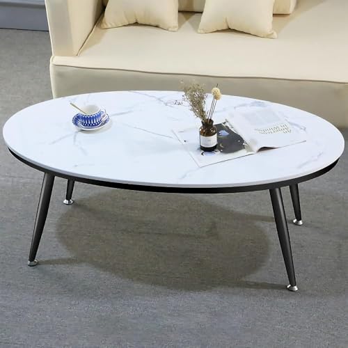 PJGFBYT Ovaler Marmor-Couchtisch, Wohnzimmer-Mitteltisch, Couchtisch, moderne Marmorstruktur, Sofatisch (Farbe: C) von PJGFBYT
