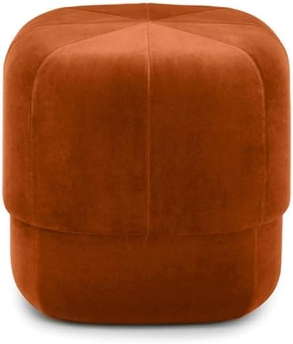 PJGFBYT Runder Hocker, weicher Samt, gepolsterter Fußhocker, extra Sitz, ideal für Wohnzimmer, Schlafzimmer, Orange (Größe: 40 x 40 x 46 cm, Farbe: Orange) von PJGFBYT