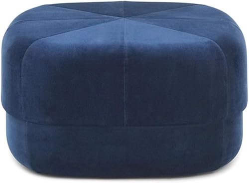 PJGFBYT Runder Hocker, weicher Samt, gepolsterter Fußhocker, extra Sitz, ideal für Wohnzimmer, Schlafzimmer, Orange (Größe: 65 x 65 x 36 cm), Farbe: Marineblau von PJGFBYT
