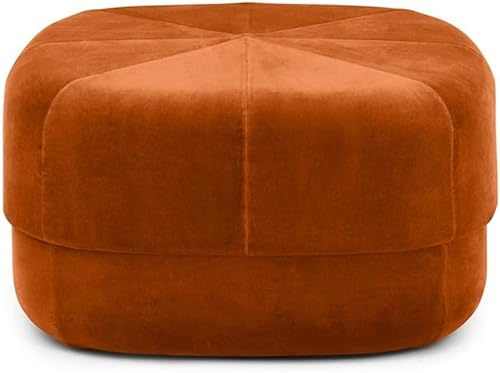 PJGFBYT Runder Hocker, weicher Samt, gepolsterter Fußhocker, extra Sitz, ideal für Wohnzimmer, Schlafzimmer, Orange (Größe: 65 x 65 x 36 cm, Farbe: Orange) von PJGFBYT