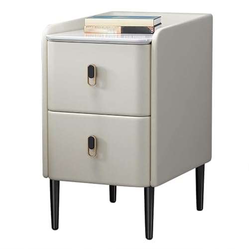 PJGFBYT Schmaler Nachttisch mit 2 Schubladen, schmaler Beistelltisch für kleine Räume, moderner Sofatisch, Mikrofaser-Leder mit stabilen Metallbeinen (Größe: 20 x 40 x 50 cm, Farbe: gebrochenes Weiß) PJGFBYT Schmaler Nachttisch mit 2 Schubladen, schmaler Beistelltisch für kleine Räume, moderner Sofatisch, Mikrofaser-Leder mit stabilen Metallbeinen (Größe: 20 x 40 x 50 cm, Farbe: gebrochenes Weiß) von PJGFBYT
