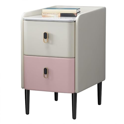 PJGFBYT Schmaler Nachttisch mit 2 Schubladen, schmaler Beistelltisch für kleine Räume, moderner Sofatisch, Mikrofaser-Leder mit stabilen Metallbeinen (Größe: 40 x 40 x 50 cm, Farbe: gebrochenes Weiß + PJGFBYT Schmaler Nachttisch mit 2 Schubladen, schmaler Beistelltisch für kleine Räume, moderner Sofatisch, Mikrofaser-Leder mit stabilen Metallbeinen (Größe: 40 x 40 x 50 cm, Farbe: gebrochenes Weiß + von PJGFBYT