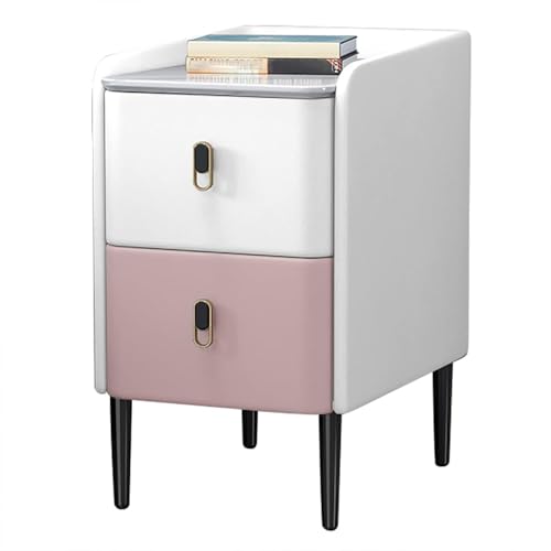 PJGFBYT Schmaler Nachttisch mit 2 Schubladen, schmaler Beistelltisch für kleine Räume, moderner Sofatisch, Mikrofaser-Leder mit stabilen Metallbeinen (Größe: 45 x 40 x 50 cm, Farbe: Reinweiß + Rosa) PJGFBYT Schmaler Nachttisch mit 2 Schubladen, schmaler Beistelltisch für kleine Räume, moderner Sofatisch, Mikrofaser-Leder mit stabilen Metallbeinen (Größe: 45 x 40 x 50 cm, Farbe: Reinweiß + Rosa) von PJGFBYT
