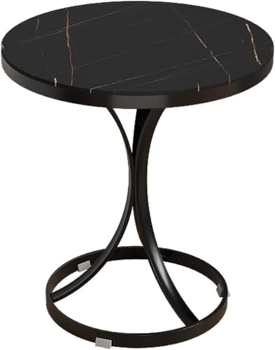 PJGFBYT Schöner runder Couchtisch aus Marmor, moderner Nachttisch mit stabilem Stahlrahmen, Sofatisch für Wohnzimmer, Schlafzimmer und Büro (Größe: 40 x 40 x 55 cm, Farbe: B) von PJGFBYT
