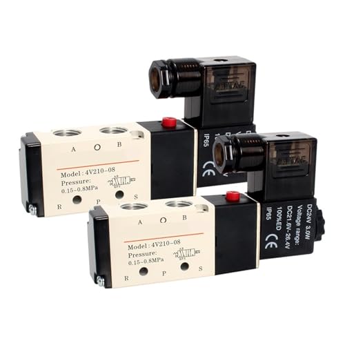 PJKTBEYI 4v210-08 Pneumatic Electric Solenoid Valve Directional Control Air Magnetic Valve 12V 24V 220V 4v210 1pcs(4V410-15 DC24) von PJKTBEYI