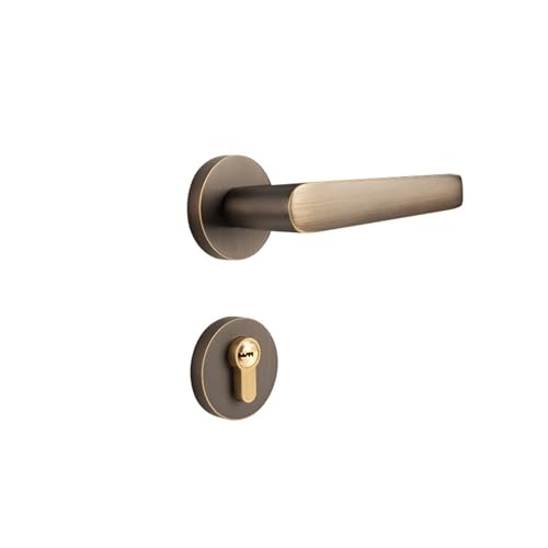 PJKTBEYI Geteiltes, geräuschloses Türschloss aus reinem Kupfer. Zimmertürgriff. Alle Kupferschlosskerne. Schlafzimmer, Zuhause, Zimmertürschloss(Coffee Bronze Split Silent) von PJKTBEYI