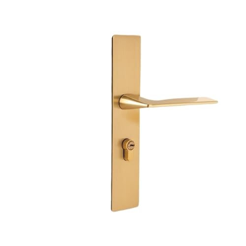 PJKTBEYI Minimalistisches Innenschloss Integriertes goldenes Schlafzimmertürschloss aus reinem Kupfer Holztürschloss Magnetisches geräuschloses Schloss(Brushed Copper Magnetic Lock Body) von PJKTBEYI