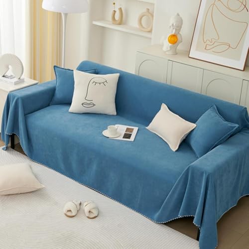 PJKUIFYX Sofaüberwurf Decke L Form Ecksofa Samt rutschfest Wasserdicht Überwurfdecke Sofa Decke Überwurf Sofa Tagesdecken Sofaüberwurf,Blue-180X230cm von PJKUIFYX