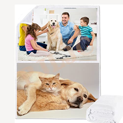 PJLJC Fotodecke mit Eigenem Foto Name,Super Weich Personalisierte Foto Decke Selbst Gestalten Bedrucken Lassen Kuscheldecke Personalisierte Geschenk für Freunde Familie Geburtstag von PJLJC