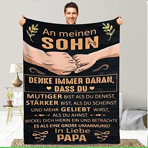 Kuscheldecke An Meinen Sohn, Geschenke für Sohn von Papa, Flanelldecke Luftpost Decke Positiv Ermutigen Sie Ihre Sohn zur Liebe Geeignet Für Sofa Reisen Geburtstag, Weihnachten Geschenk von PJLJC