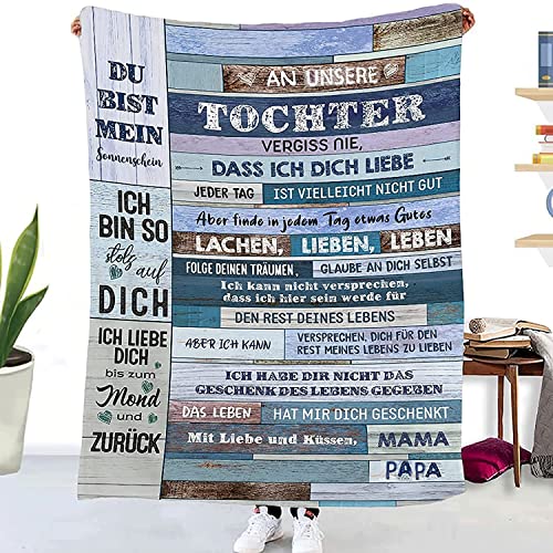 Kuscheldecke Personalisiert Decke an Meine Tochter Von Eltern, Tochter Geschenke von Mama und Papa, Super Weiche Decke Flanell Flauschige/Sofadecke/Couchdecke/Wohnzimmerdecke (Eltern zu Tochter2) von PJLJC