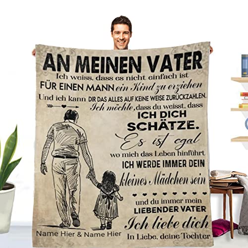 PJLJC Decke an Meinen Papa von Tochter， Kuscheldecke Flauschige Personalisierte Geschenke Vatertagsgeschenk,Geburtstagsgeschenk von PJLJC