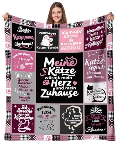 PJLJC Geschenk für Katzenliebhaber Weiche Kuscheldecke 150x200 cm - Lustiges Geschenk für Frauen mit Katze (Wohnzimmer, Couch Reisen) - zu Geburtstag Weihnachten Muttertag von PJLJC